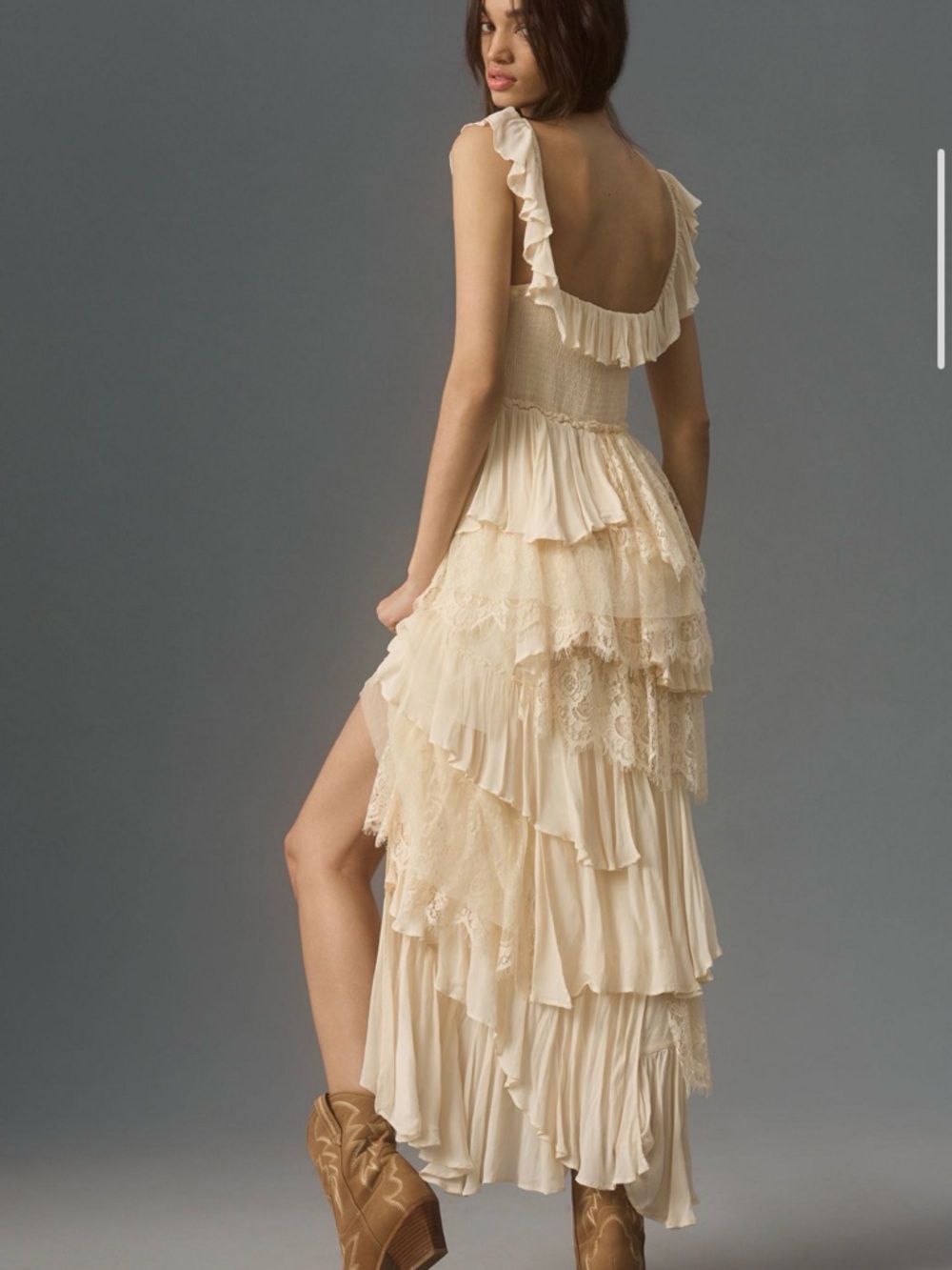 Anthropologie Corset Tiered Lace Ruffle Dress